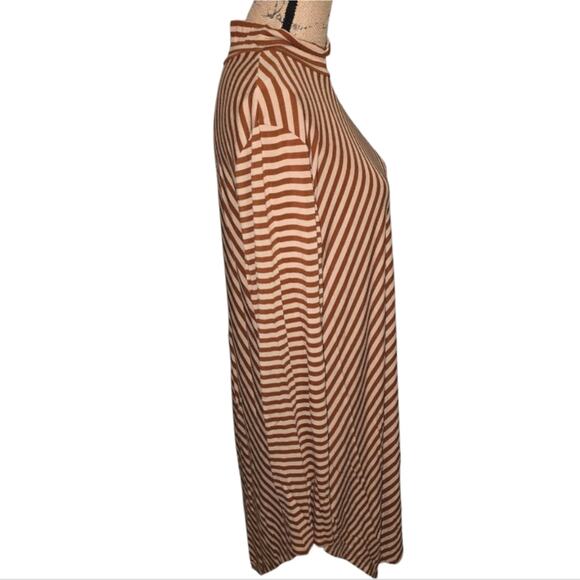 Chico's Spicy Mustard Striped Long Sleeve Super Soft Mock Turtleneck Top 3 XL - Picture 3 of 6